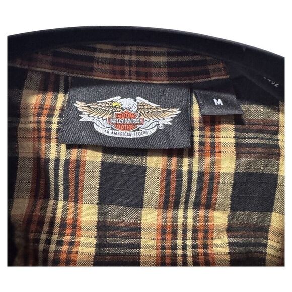 Harley Davidson plaid button men's size medium pearl snap embroidery - Picture 4 of 4